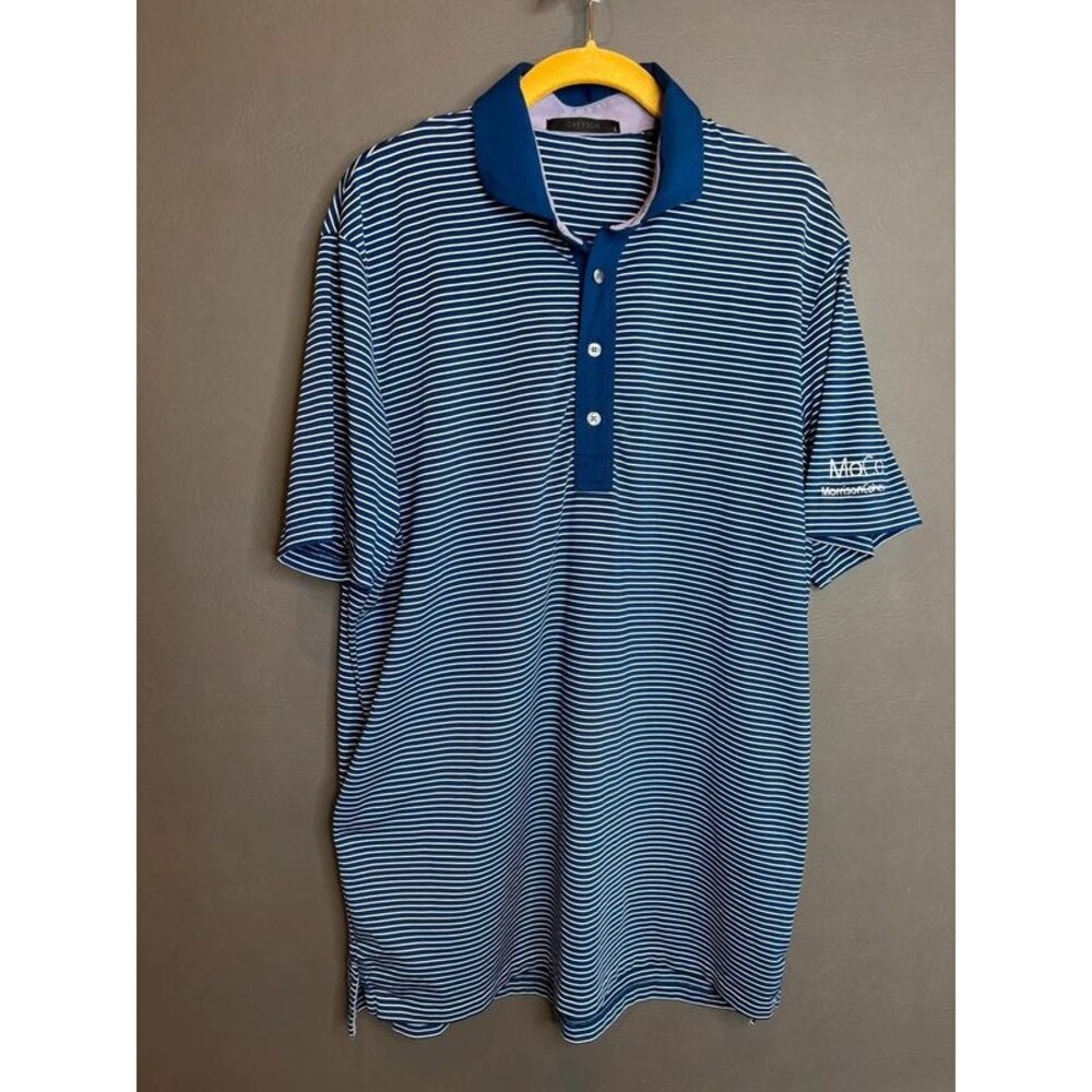 Greyson Polo Shirt Mens L Blue White Stripe Golf Performance